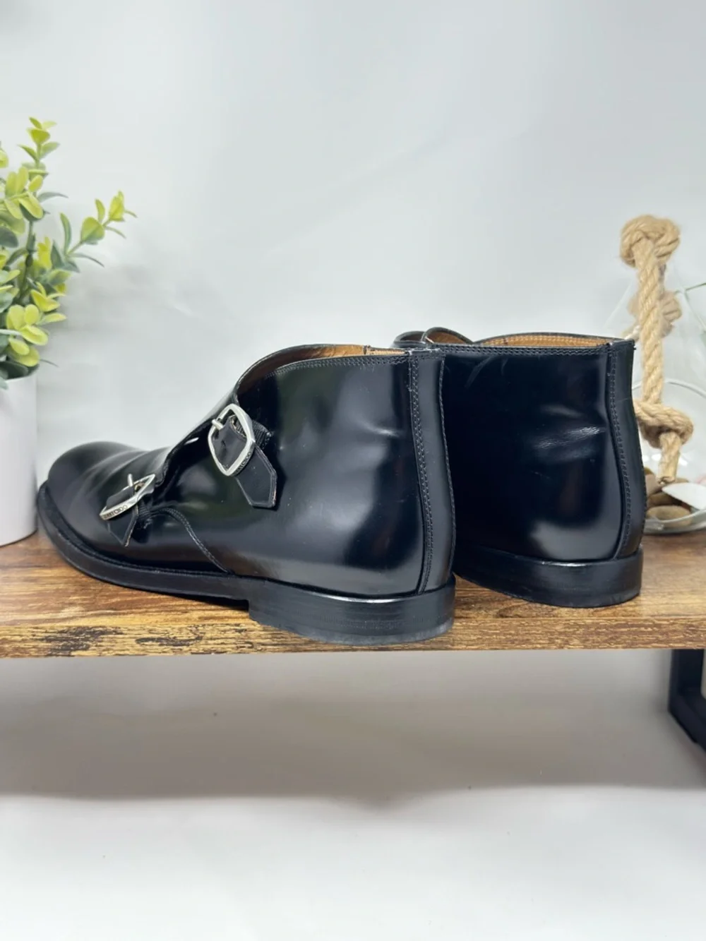 Jimmy Choo Men's Black Double Monk Strap‎ Leather Shoes Size 42 Italian USA 9